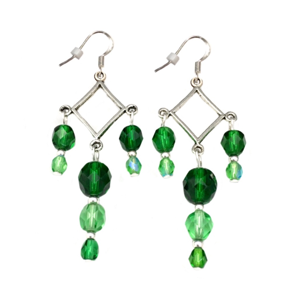 Handmade Faceted Czech Glass/Swarovski Crystals & Silver Chandelier Earrings NEW - Picture 6 of 12
